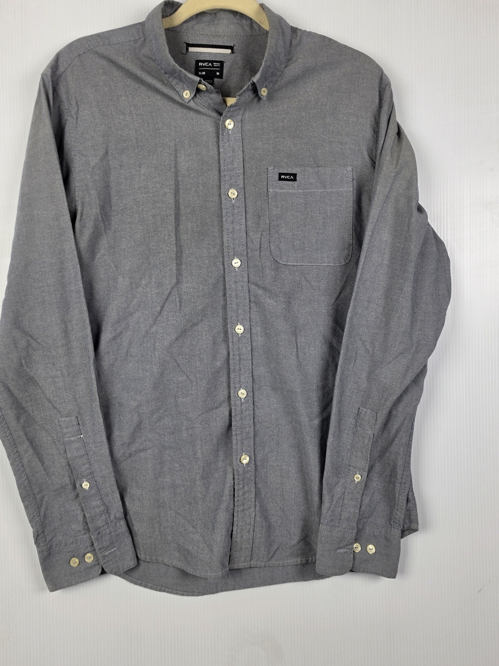 RVCA Men's Gray Button-Down Oxford Shirt